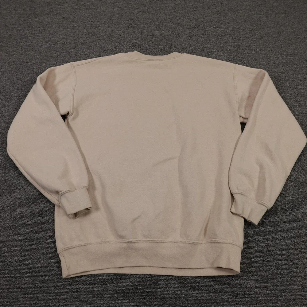 Gildan Sweatshirt Mens Small Beige Faith Cross‎ Wings Graphic Fleece Pullover